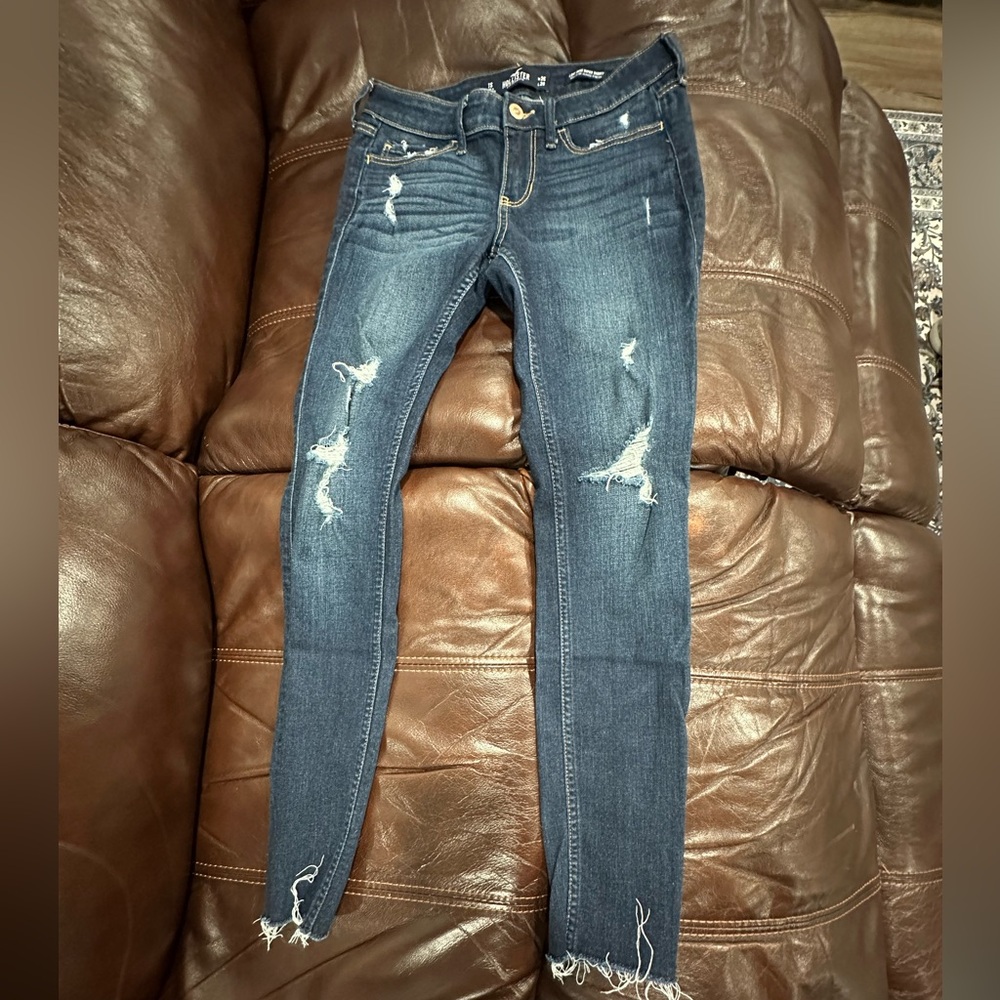 Hollister Dark Blue Distressed Skinny Jeans